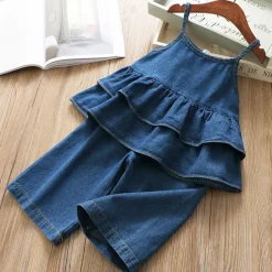 Girls Denim Top & Trouser Set