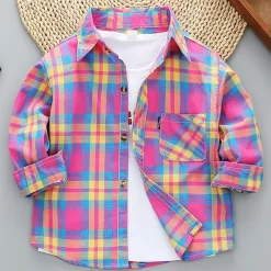 Toddler Boy's Plaid Shirt (Magenta Brush)