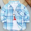 Toddler Boy's Plaid Shirt (Blue Skies)