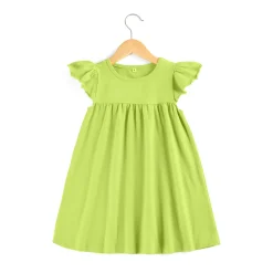 Girl's Casual Cotton Dress (Lime)