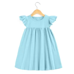Girl's Casual Cotton Dress (Aqua)