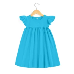 Girl's Casual Cotton Dress (Sky Blue)