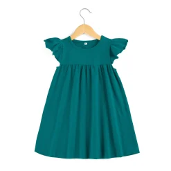 Alternative view of Girl's Casual Cotton Dress (Blue)