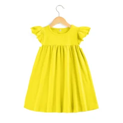 Girl's Casual Cotton Dress (Yellow)
