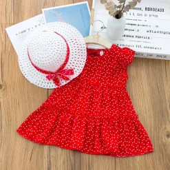 Alternative view of Girl's Casual Floral Dress (Red)