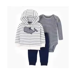 3pc Navy, White Striped Jogger Set