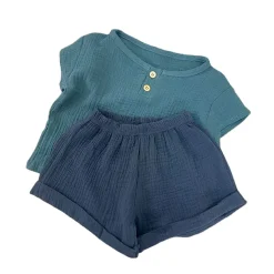 Girls 2pc. Casual Cotton Set (Green and Navy)