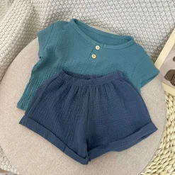 Alternative view of Girls 2pc. Casual Cotton Set (Green and Navy)