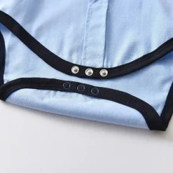 Alternative view of Boy's Short Set with Suspenders (Navy & Light Blue)