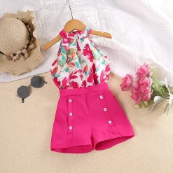 Girls Floral Halter & Shorts Set (Pretty in Pink)