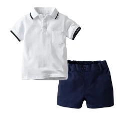 Boy's Polo Shirt & Shorts Set (Navy)