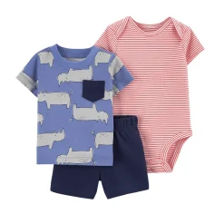 Alternative view of Blue Hippo Boy's 3pc. Cotton Set