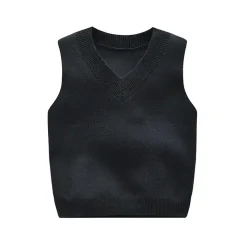 Boys Solid Color Sweater Vest (Navy)
