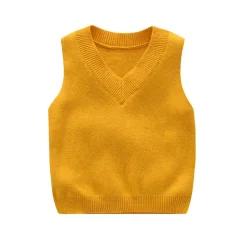 Boys Solid Color Sweater Vest (Mustard)