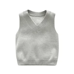 Boys Solid Color Sweater Vest (Gray)