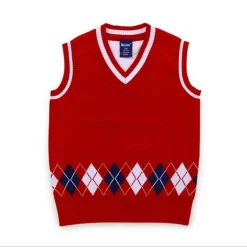 Classic Collegiate Design Sweater Vest (Red)