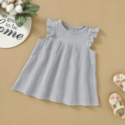 Girl's Gray Organic Cotton Muslin Dress