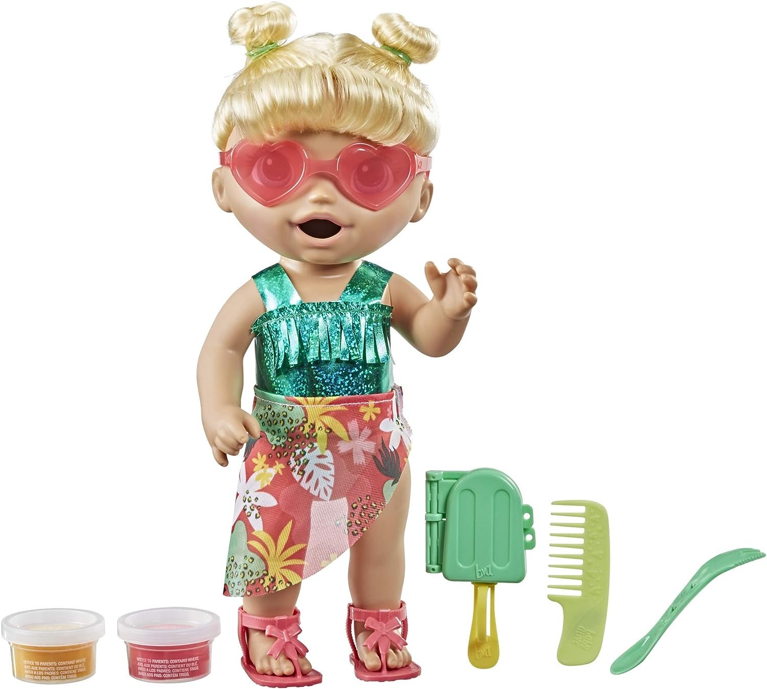 Baby Alive Sunshine Snacks Doll, Summer-Themed Waterplay Baby Doll (Light Skin Blonde Hair)