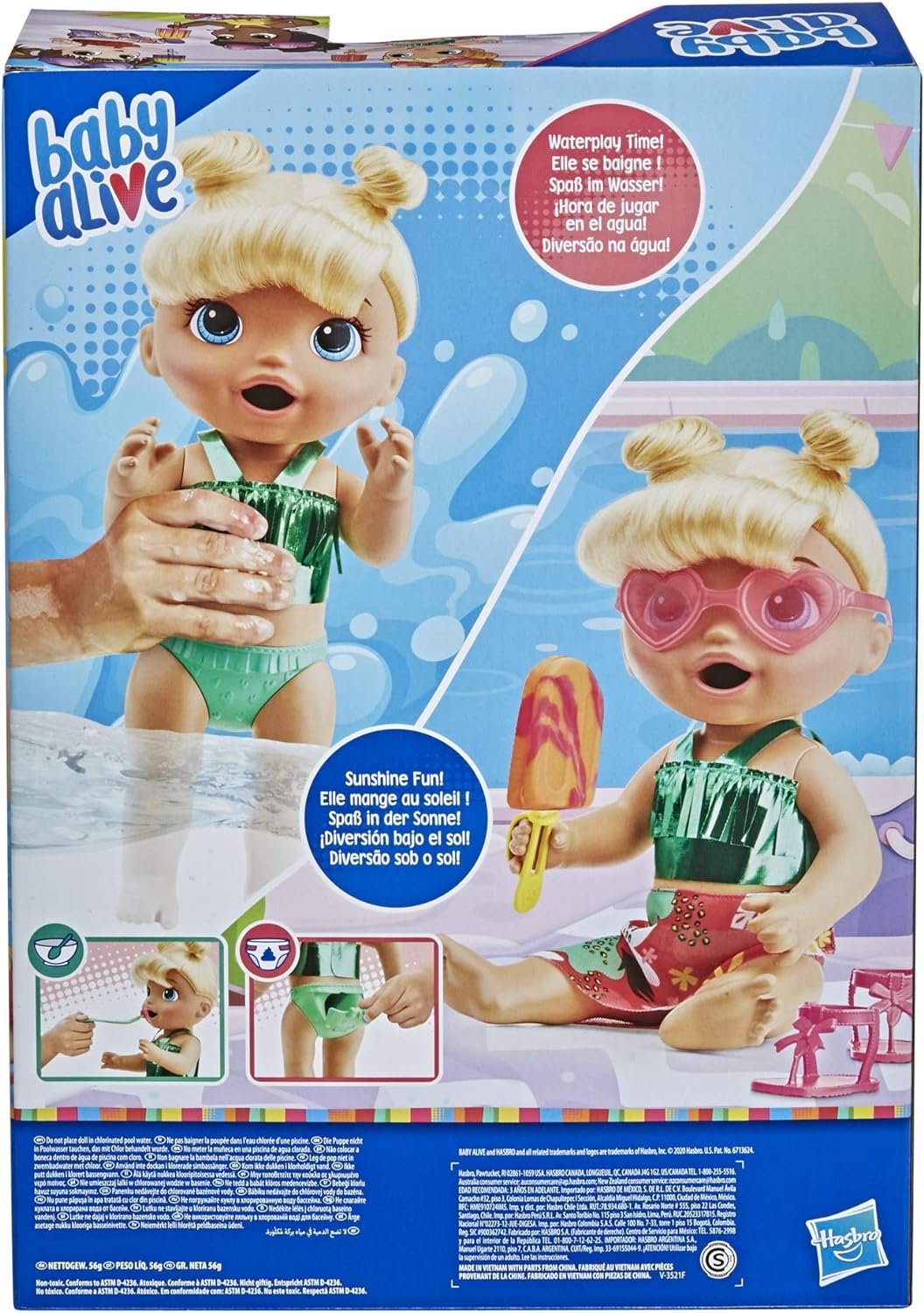 Baby Alive Sunshine Snacks Doll, Summer-Themed Waterplay Baby Doll (Light Skin Blonde Hair) - Image 3