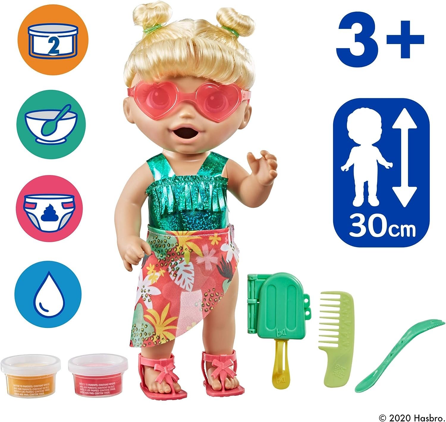 Baby Alive Sunshine Snacks Doll, Summer-Themed Waterplay Baby Doll (Light Skin Blonde Hair) - Image 4