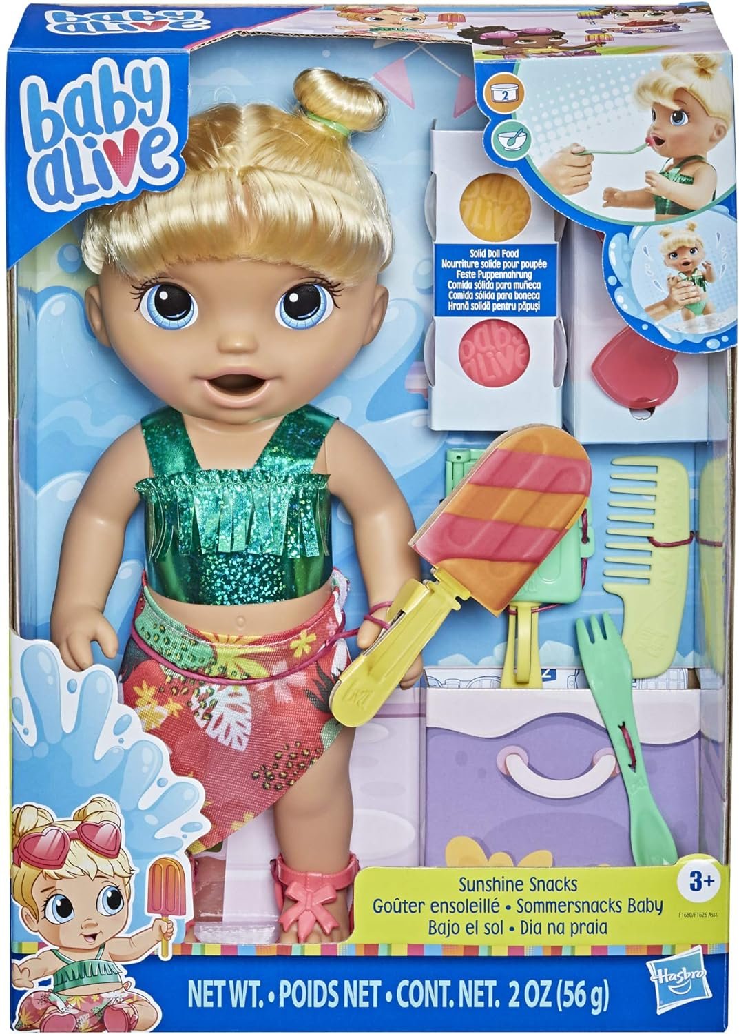 Baby Alive Sunshine Snacks Doll, Summer-Themed Waterplay Baby Doll (Light Skin Blonde Hair) - Image 8