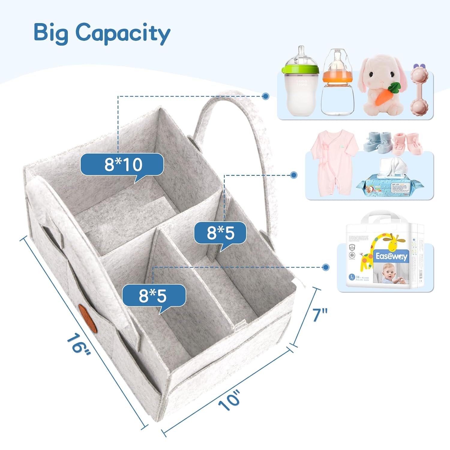 Maliton Diaper Caddy Organizer for Baby Items (White) - Image 5