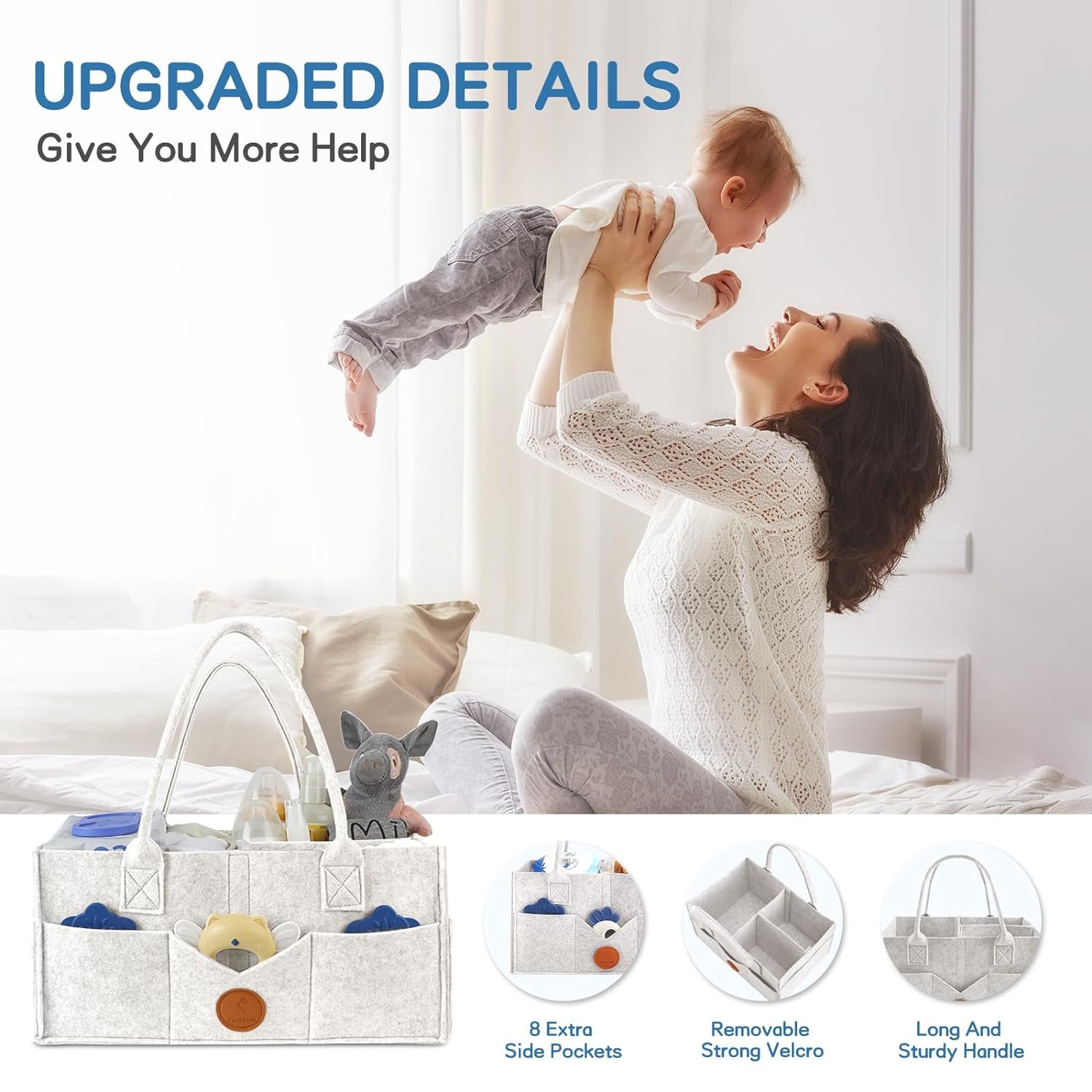 Maliton Diaper Caddy Organizer for Baby Items (White) - Image 6