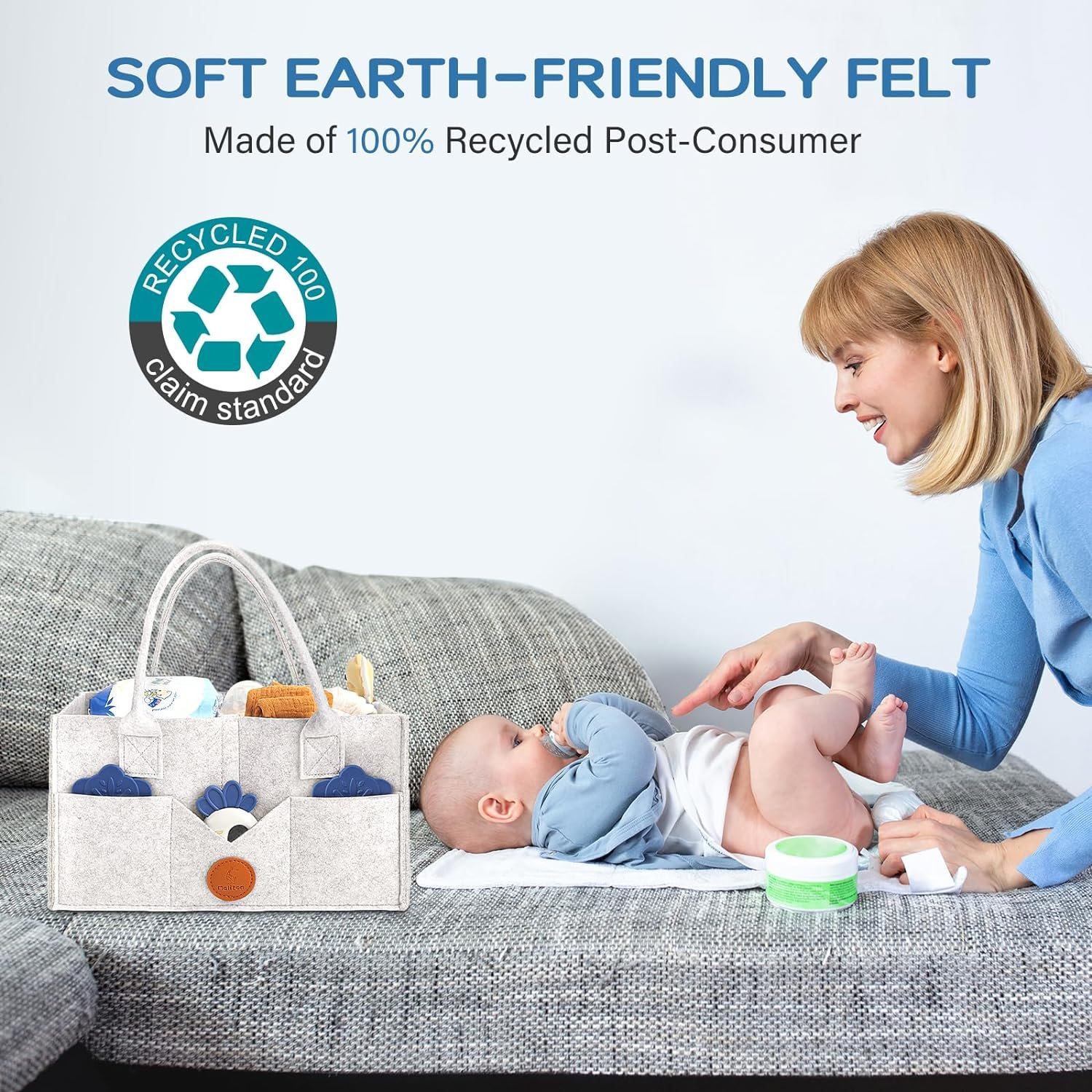 Maliton Diaper Caddy Organizer for Baby Items (White) - Image 7