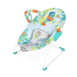 Infant Baby Bouncer with Soothing Vibrations & Removable Toy Bar (Rainforest Vibes)