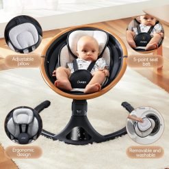 Alternative view of Larex Baby Swing for Infants to Toddler-Electric Bluetooth Infant Swing with Remote Control
