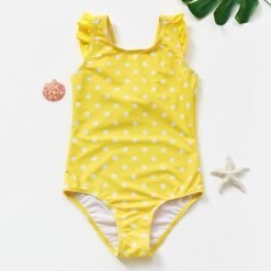 Alternative view of Girls Swimsuit (Yellow Polka Dot Design)