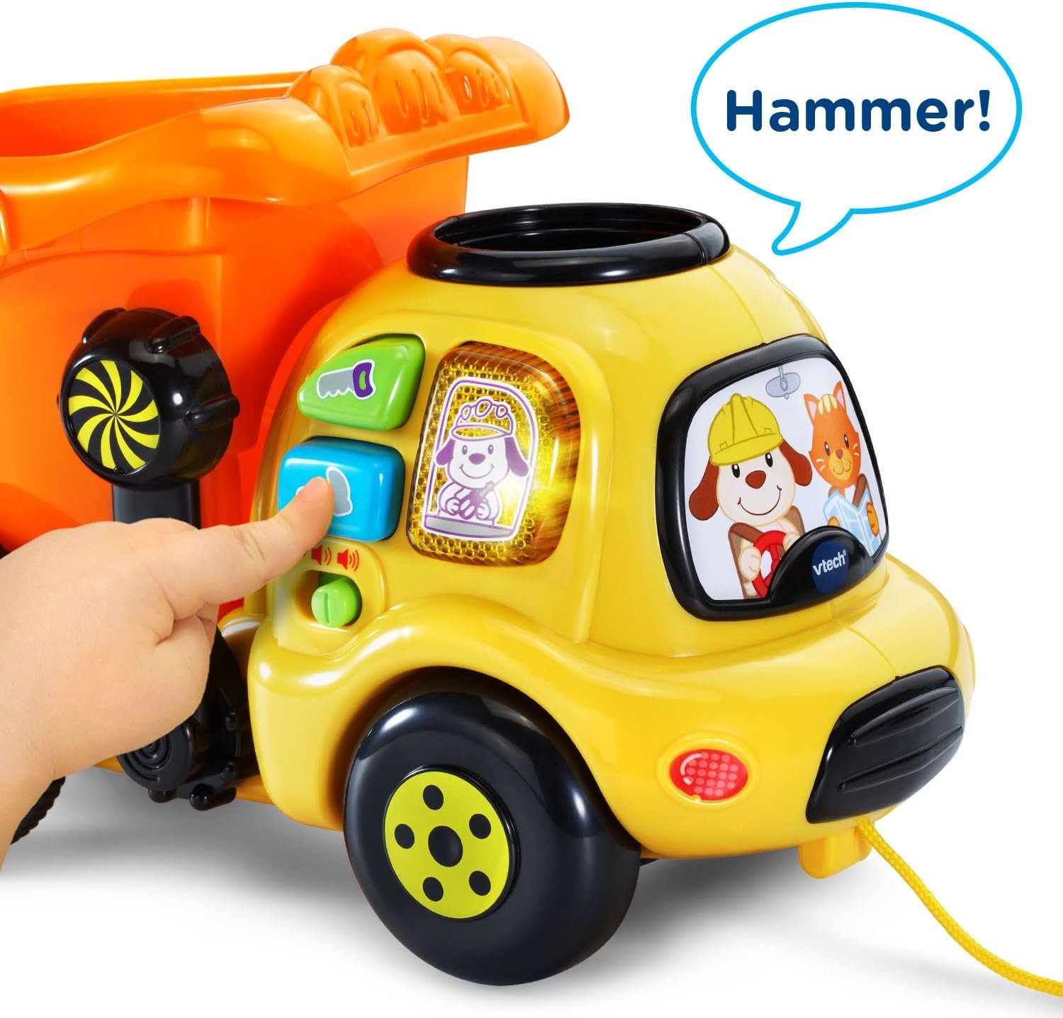 Singing, Talking VTech Drop & Go Push/Pull Dump Truck (Yellow/Orange) - Image 7