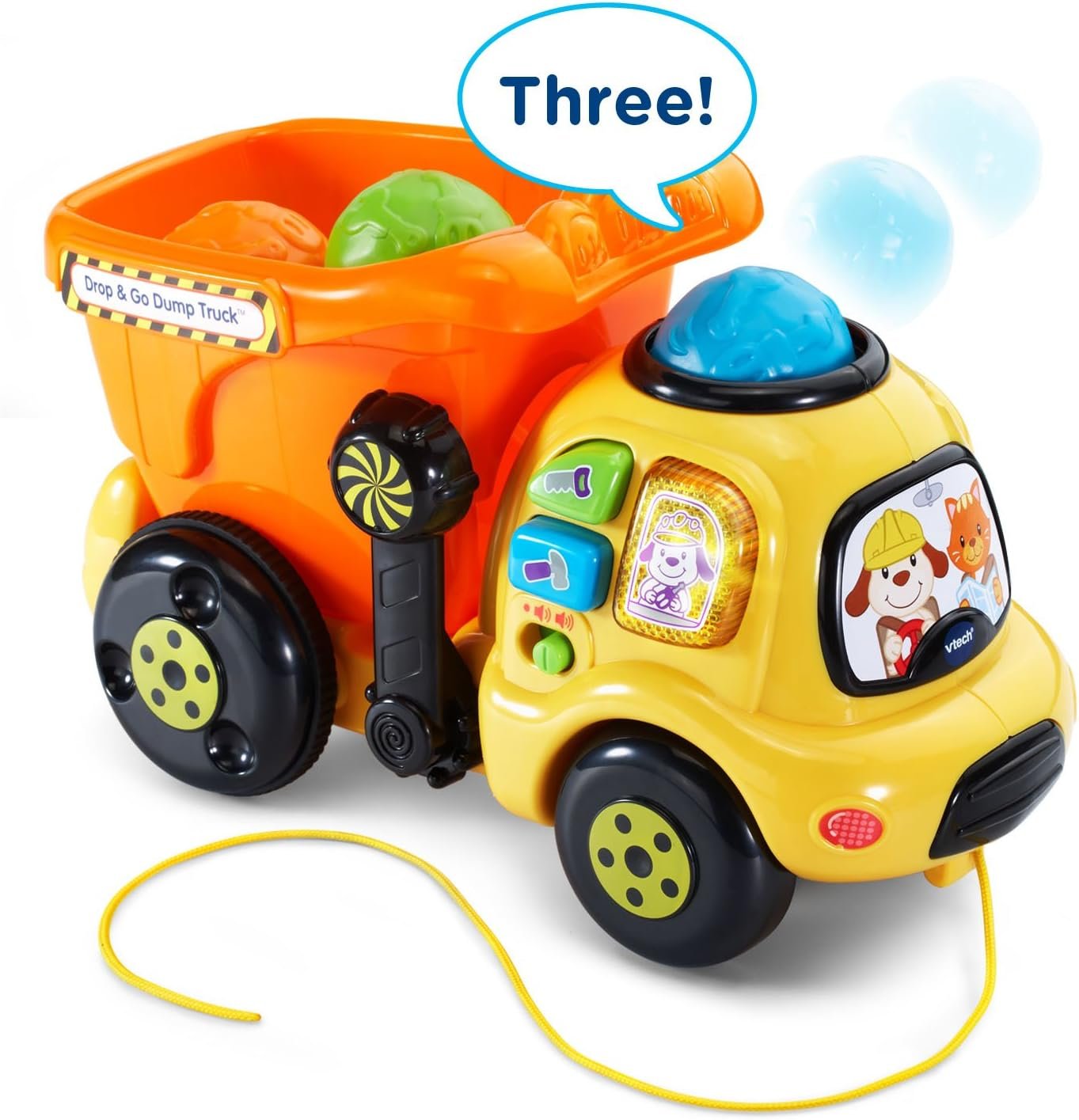 Singing, Talking VTech Drop & Go Push/Pull Dump Truck (Yellow/Orange) - Image 4