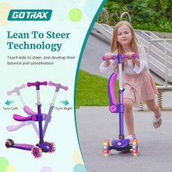 Alternative view of Gotrax KS3 Kids Kick Scooter, LED Lighted Wheels, Adjustable Height Handlebars and Removable Seat, Lean-to-Steer & Widen Anti-Slip Deck, 3 Wheel Scooter for Kids (Violet/Purple)