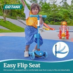 Alternative view of Gotrax KS3 Kids Kick Scooter, LED Lighted Wheels, Adjustable Height Handlebars and Removable Seat, Lean-to-Steer & Widen Anti-Slip Deck, 3 Wheel Scooter for Kids (Blue)