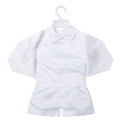 Alternative view of Boy's White Christening Suit Set (Shorts with Vest)